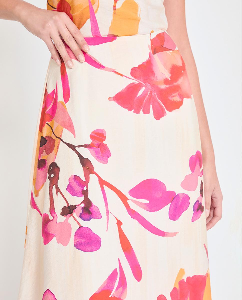Falda midi con print floral - Lola Casademunt - Multicolor Multicolor-4
