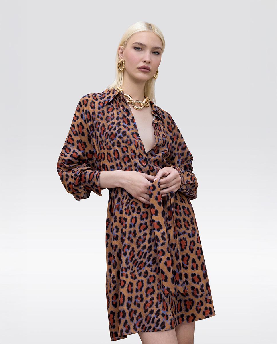 Vestido corto camisero animal print - Lola Casademunt - Multicolor Multicolor-3