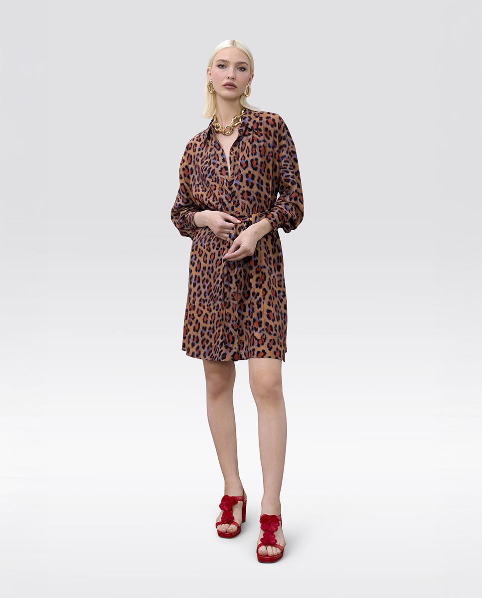 Vestido corto camisero animal print - Lola Casademunt - Multicolor Multicolor-5