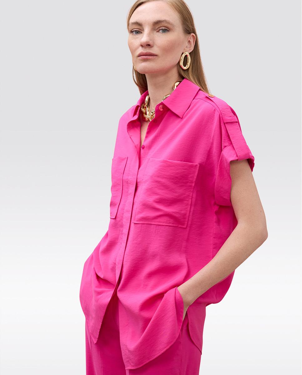 Camisa de mujer de manga caída con bolsillos - Lola Casademunt - Fucsia Fucsia-1