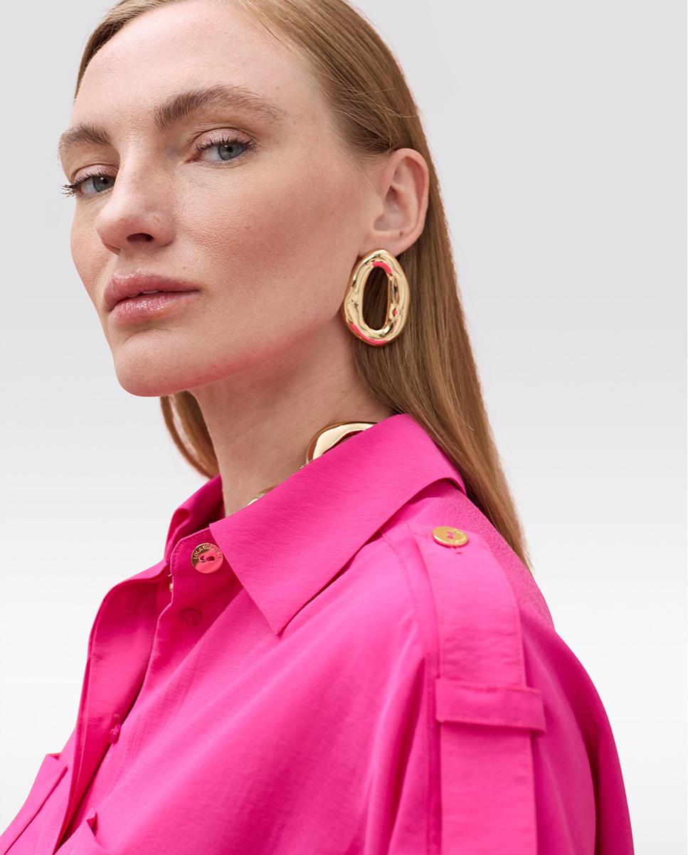 Camisa de mujer de manga caída con bolsillos - Lola Casademunt - Fucsia Fucsia-2
