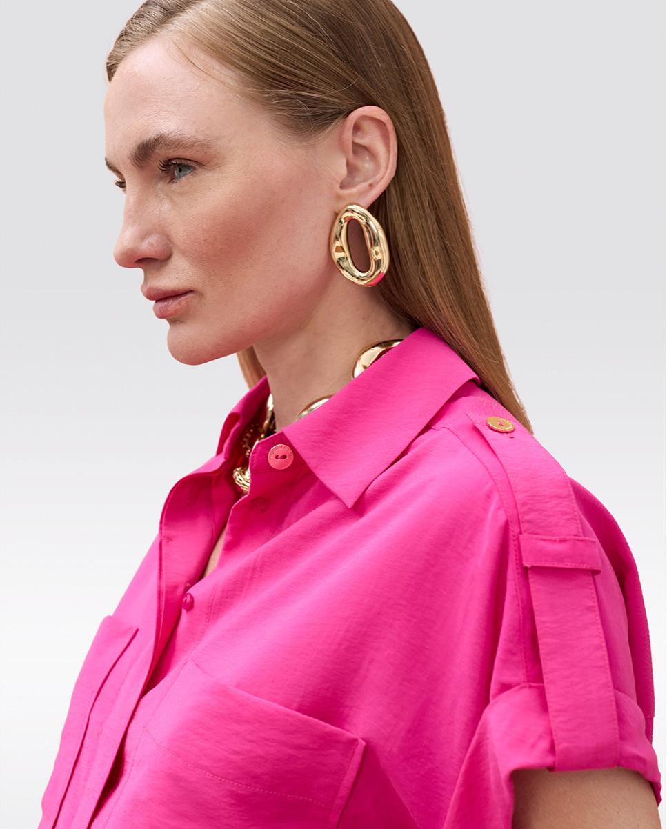 Camisa de mujer de manga caída con bolsillos - Lola Casademunt - Fucsia Fucsia-3