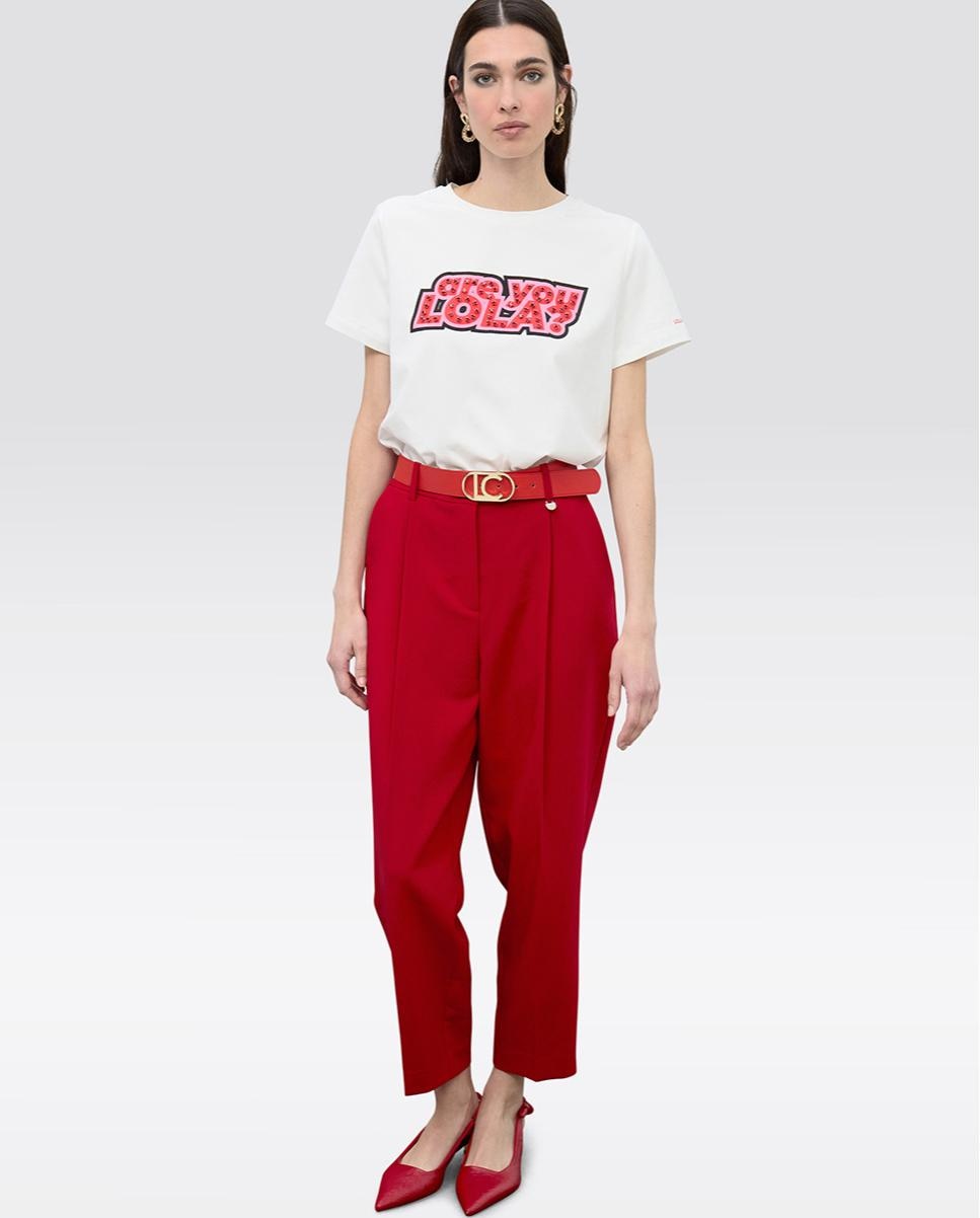 Lola Casademunt - Pantalón ancho de mujer tobillero con pliegues.