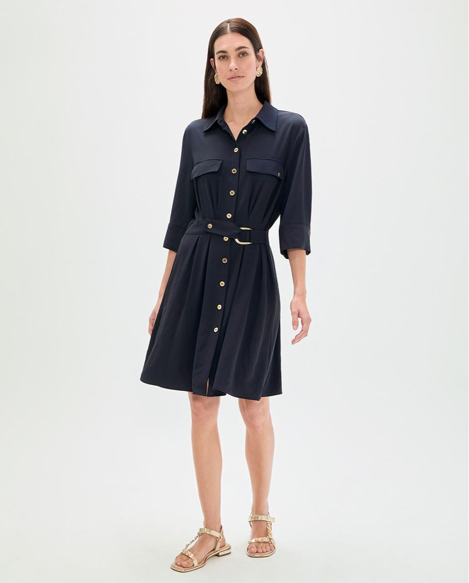 Lola Casademunt - Vestido corto camisero con manga francesa.