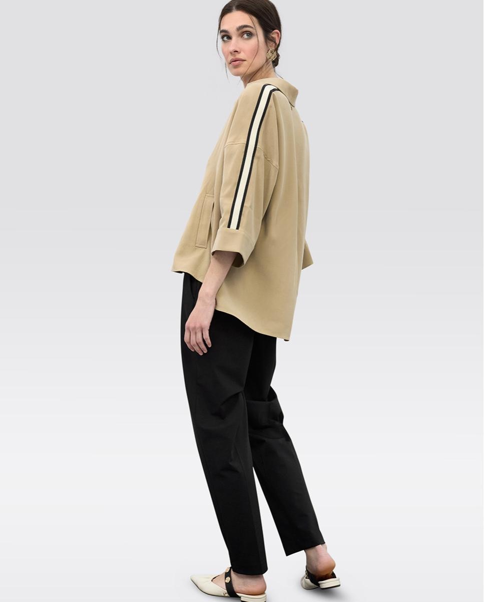 Blusa de mujer con escote pico abierto - Lola Casademunt - Beige Beige-4
