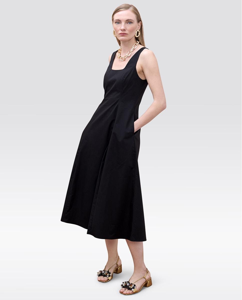 Lola Casademunt - Vestido midi popelín de tirantes ajustado.