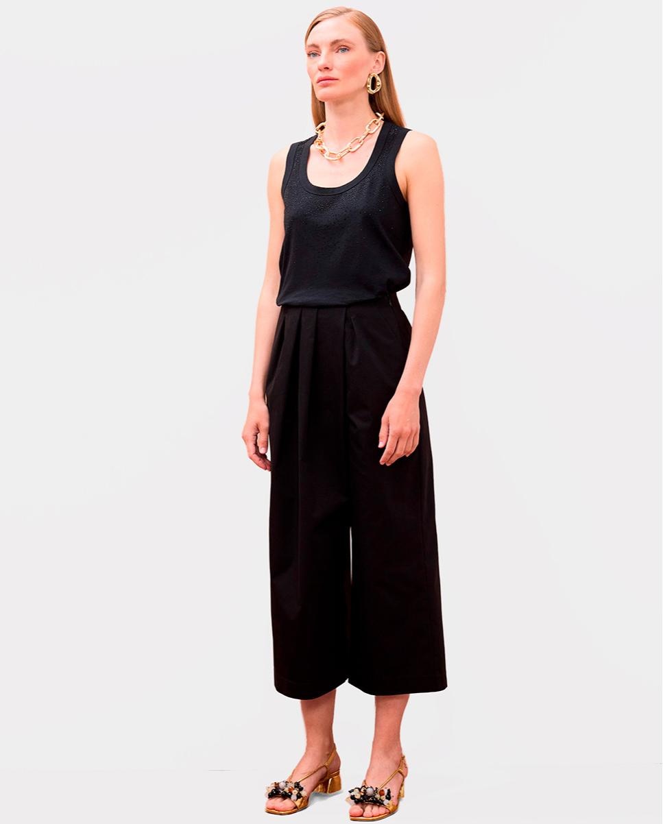 Lola Casademunt - Pantalón ancho de mujer efecto pareo con bolsillos.
