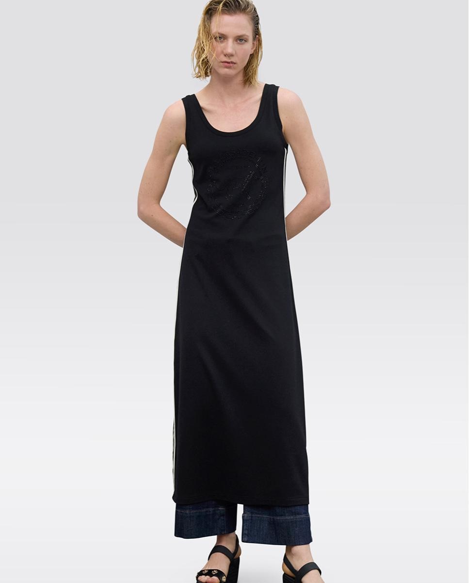 Vestido largo rosco y cintas laterales - Lola Casademunt - Negro Negro-1