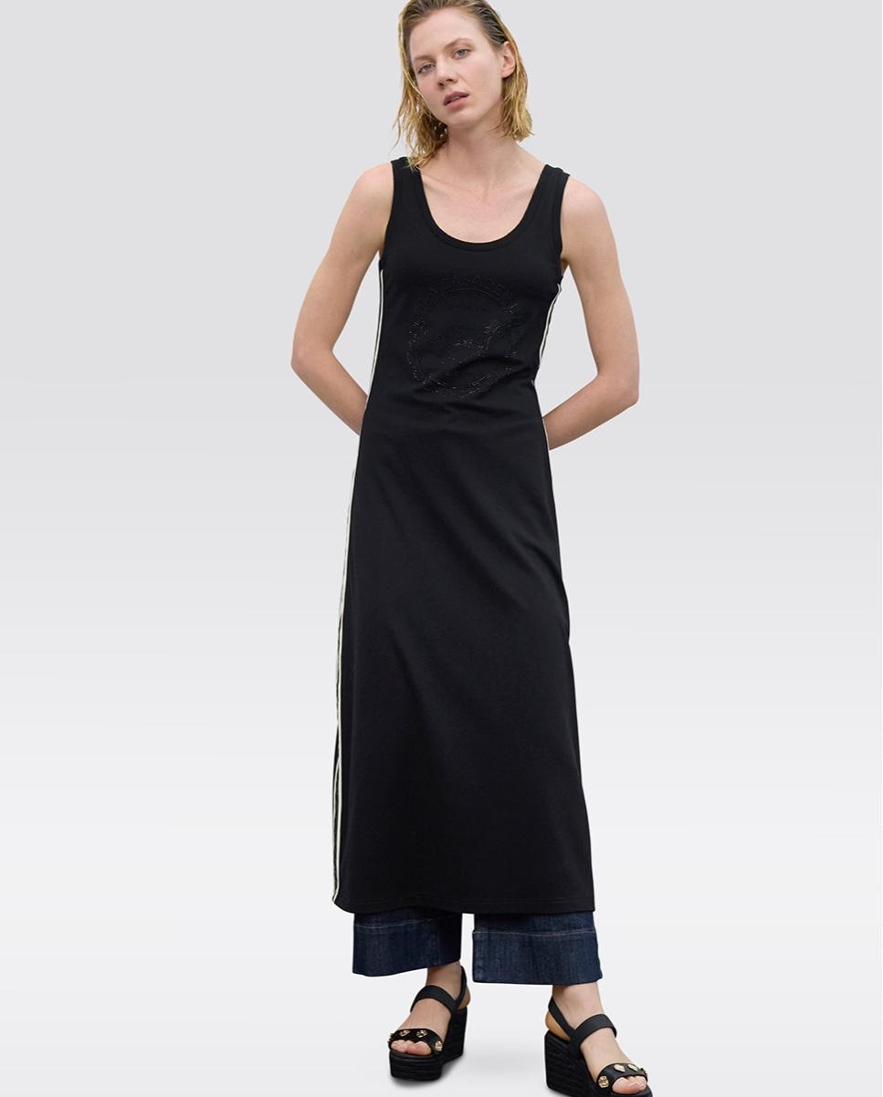 Vestido largo rosco y cintas laterales - Lola Casademunt - Negro Negro-2