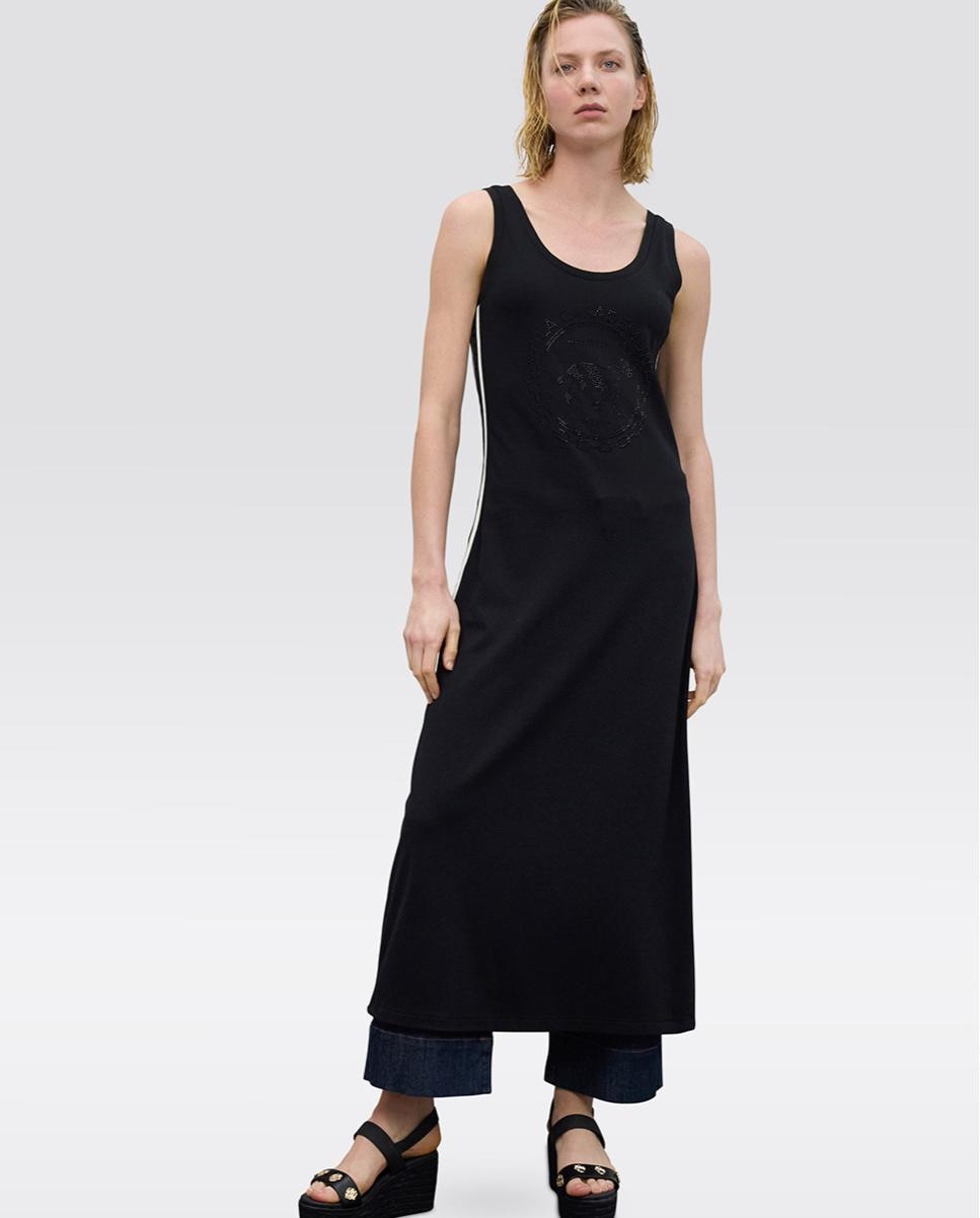 Vestido largo rosco y cintas laterales - Lola Casademunt - Negro Negro-3