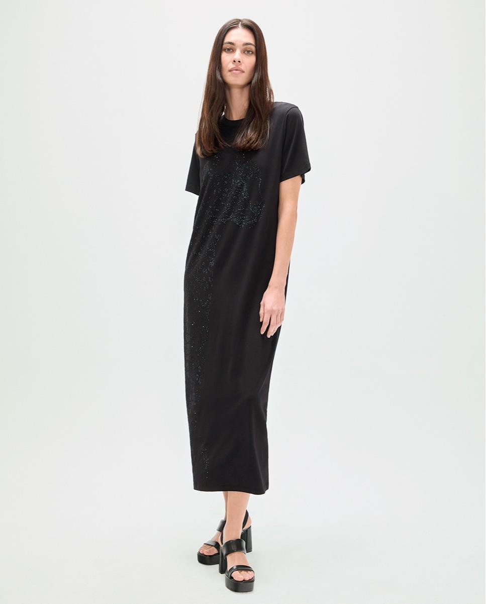 Lola Casademunt - Vestido midi animal posicionado con strass.