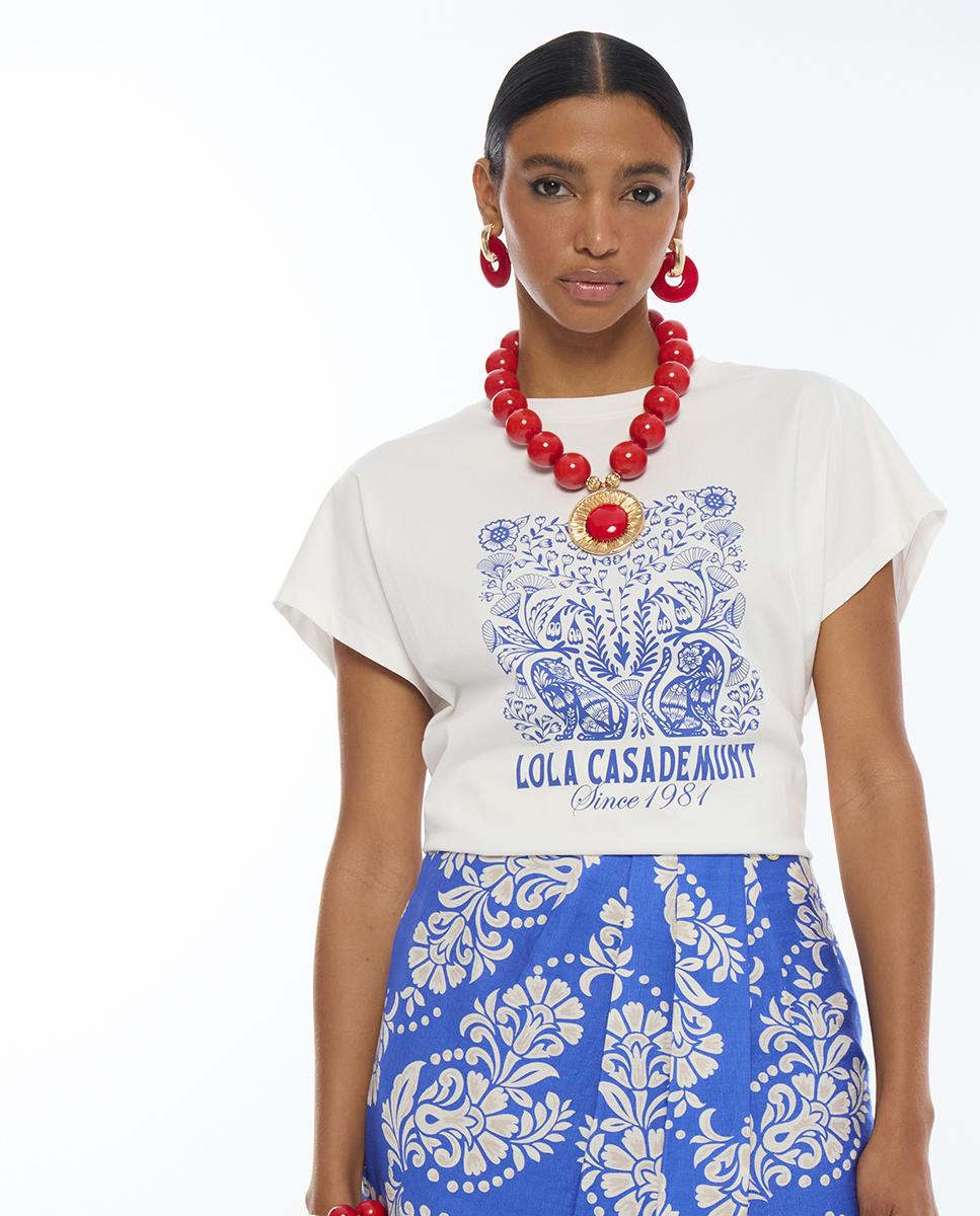 Lola Casademunt - Camiseta de mujer boho con estampado posicional.