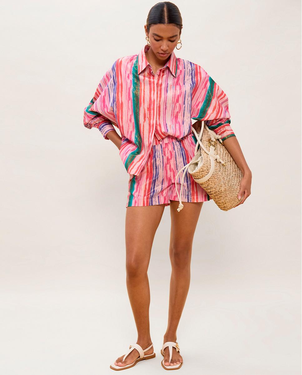 Lola Casademunt - Short de mujer de rayas con lurex.