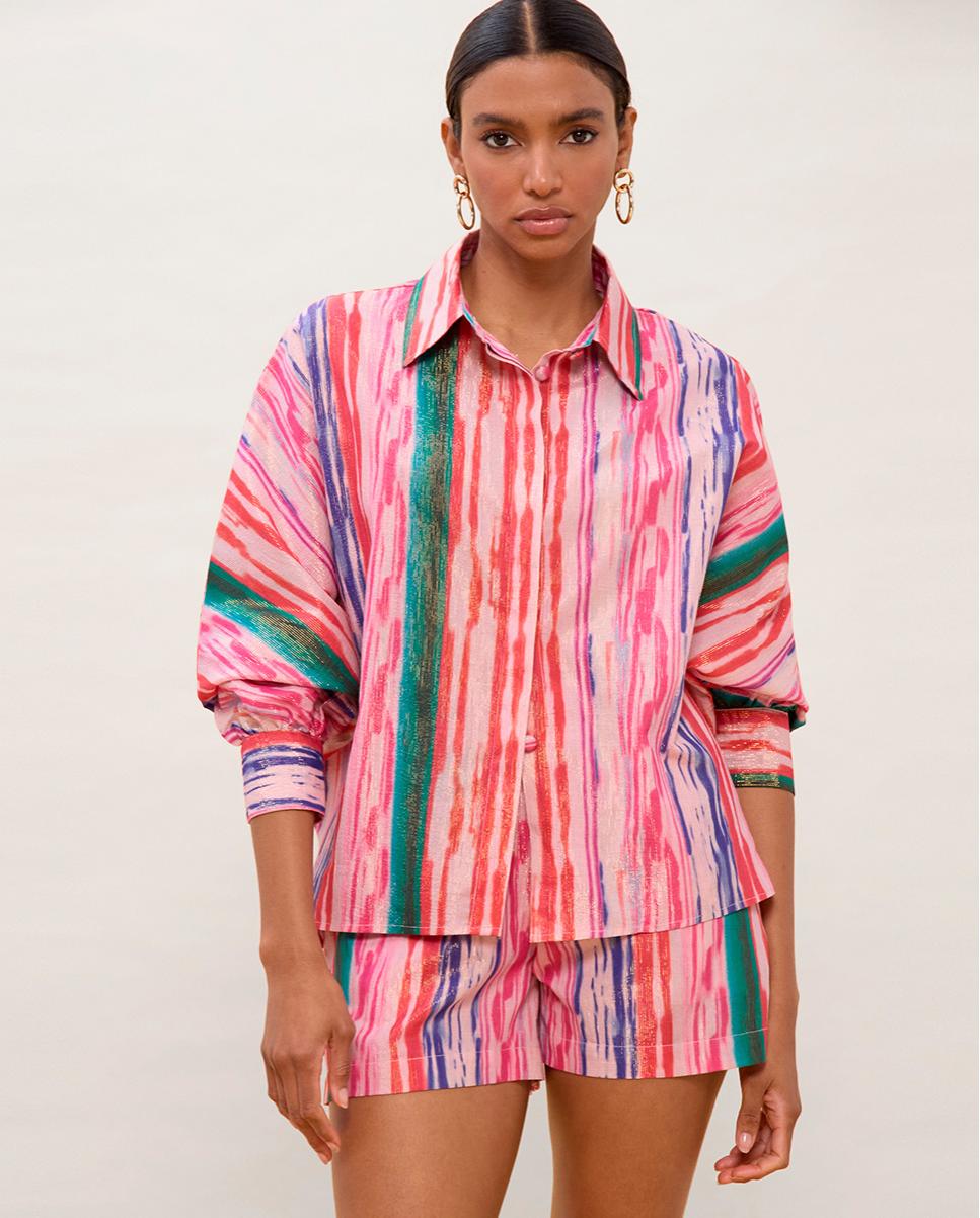 Camisa de mujer oversize de rayas con lurex