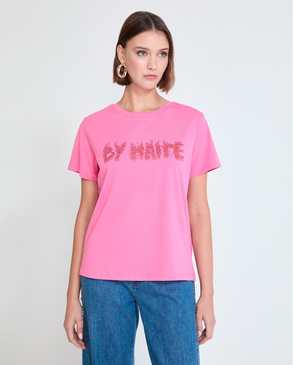 Lola Casademunt - Camiseta de mujer con mensaje frontal de strass.