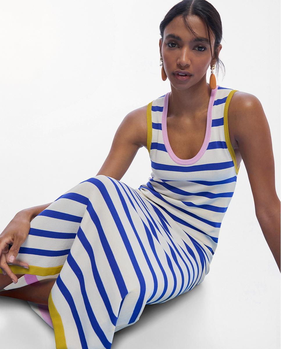 Vestido de punto de rayas tricolor con rib a contraste - Lola Casademunt - Multicolor Multicolor-4
