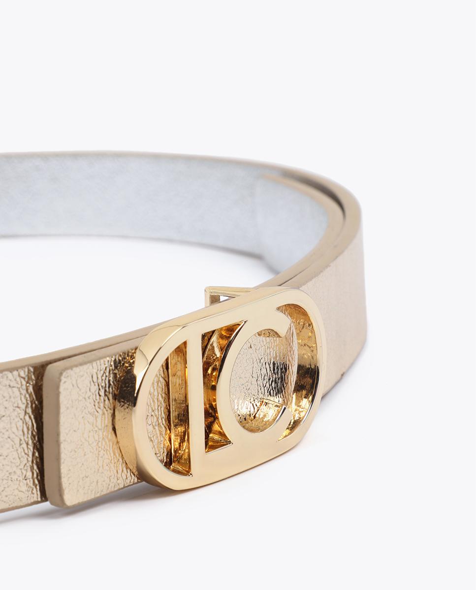 Cinturón reversible de mujer elegante con hebilla en forma de logo ovalado - Lola Casademunt - Oro Oro-2