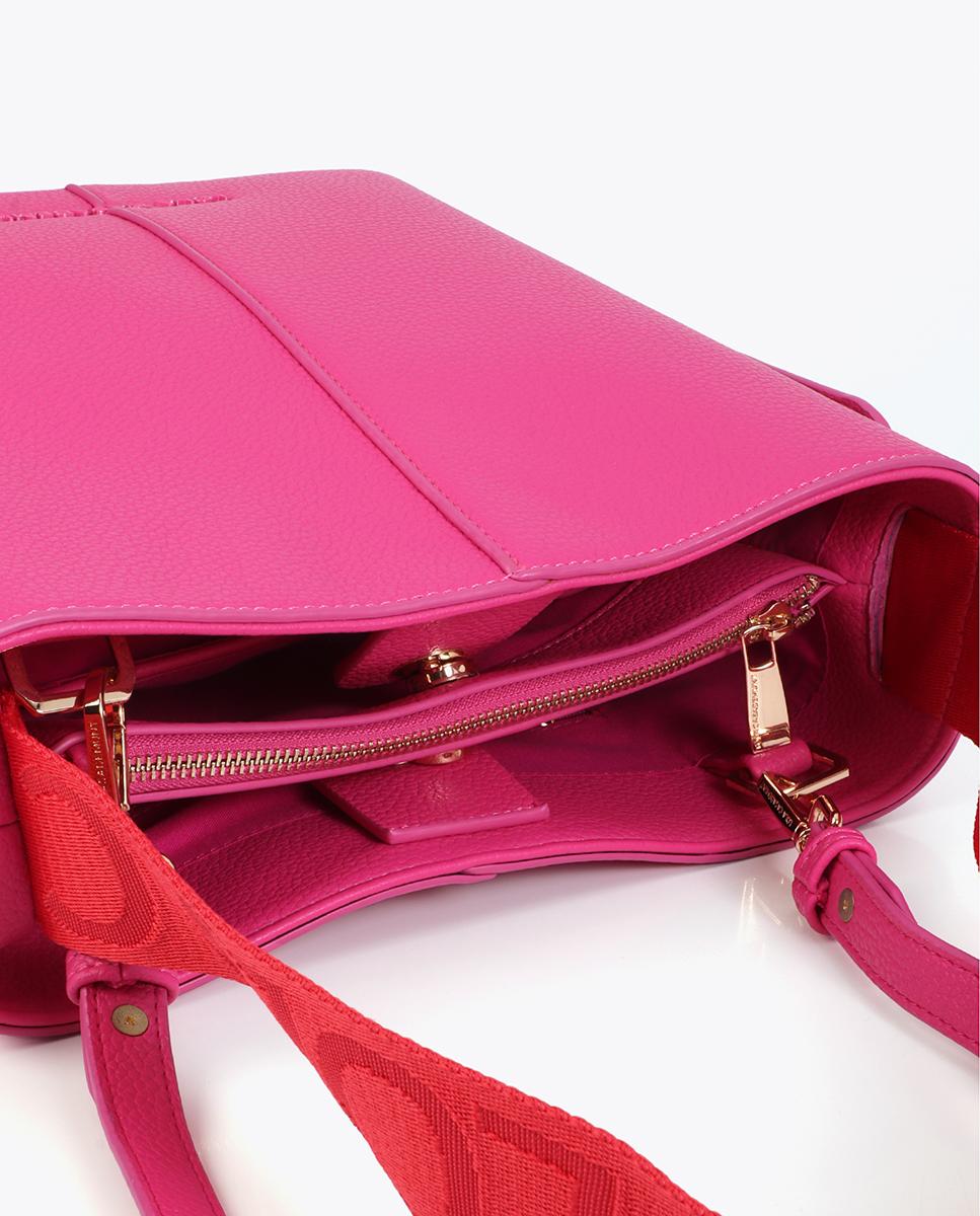Bolso shopper moderno con asa de nylon con detalle de contraste en tejido - Lola Casademunt - Fucsia Fucsia-5