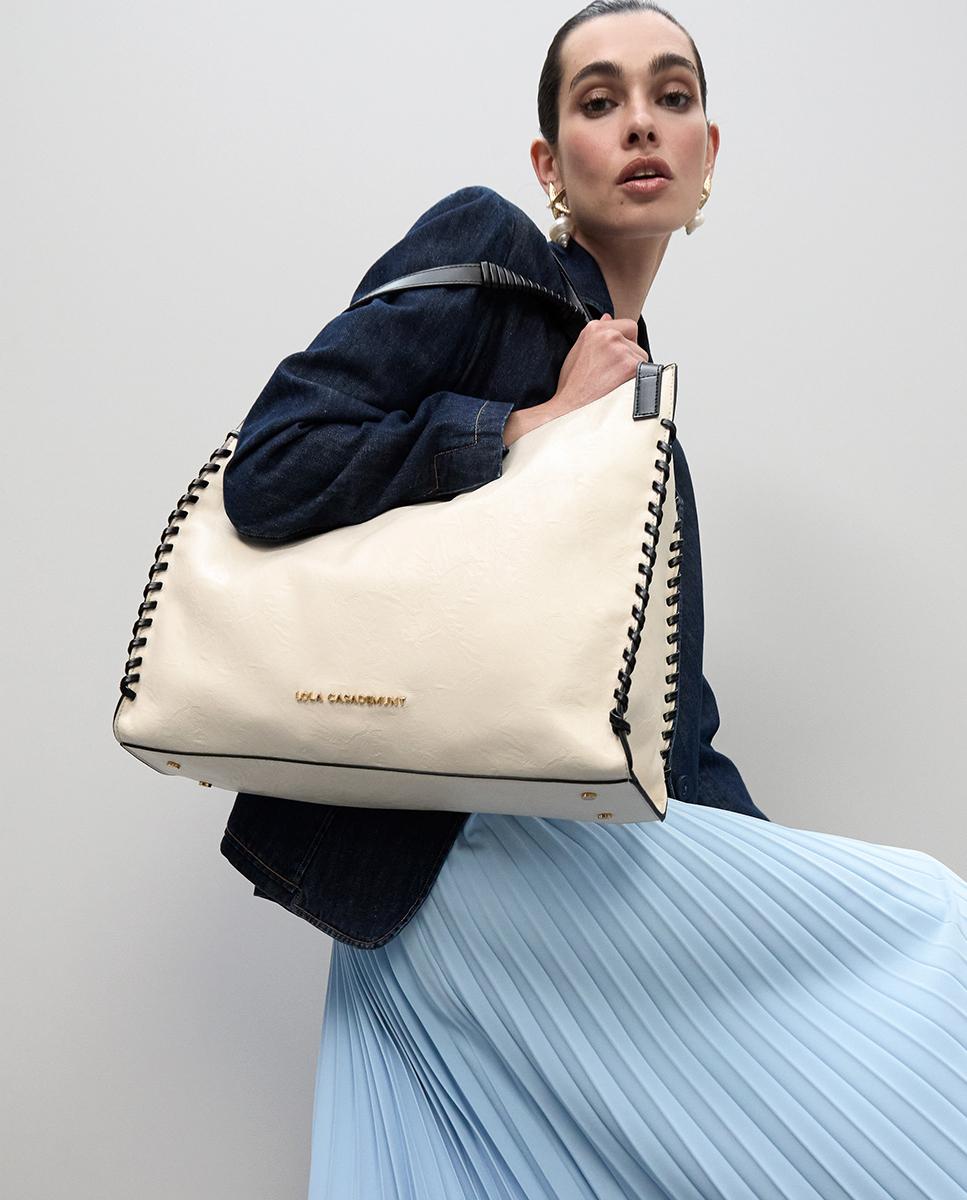 Shopper con detalle trenzado a contraste - Lola Casademunt - Crudo Crudo-2