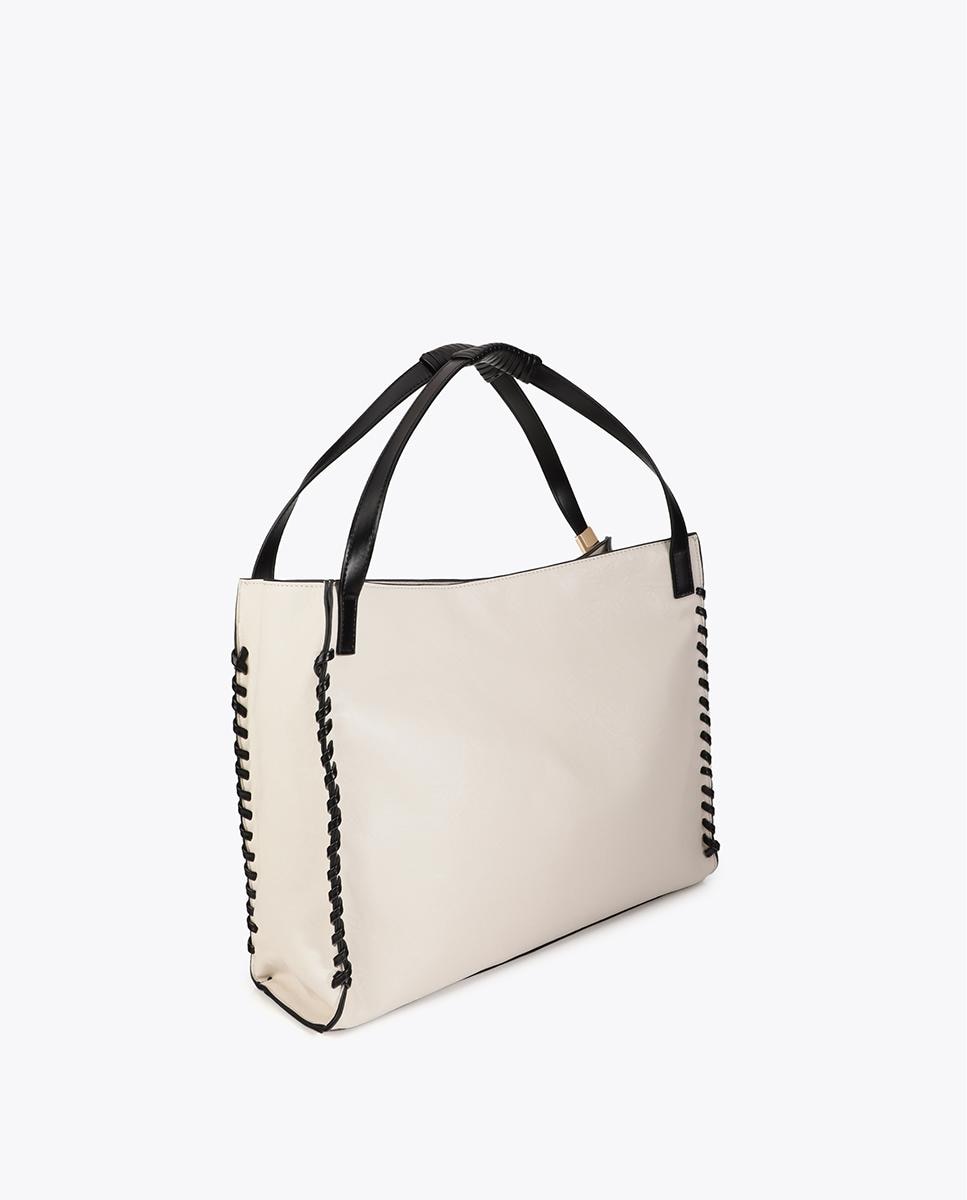 Shopper con detalle trenzado a contraste - Lola Casademunt - Crudo Crudo-4