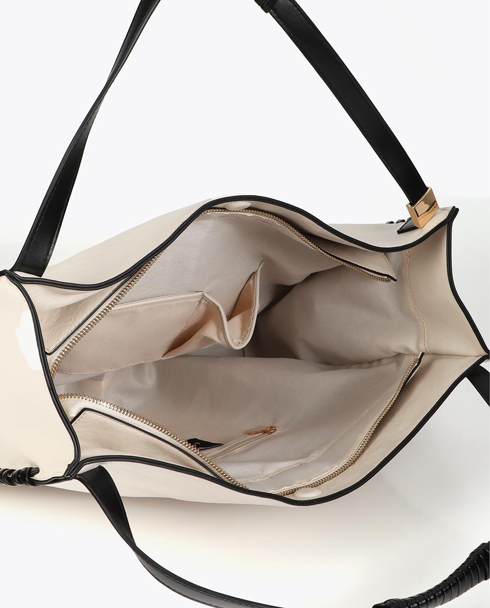 Shopper con detalle trenzado a contraste - Lola Casademunt - Crudo Crudo-5