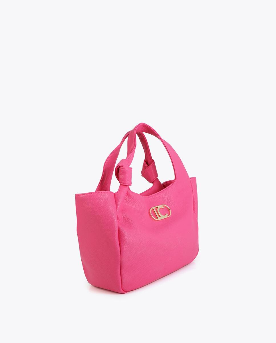 Bolso shopper de asas anudadas y cierre de cremallera - Lola Casademunt - Fucsia Fucsia-3