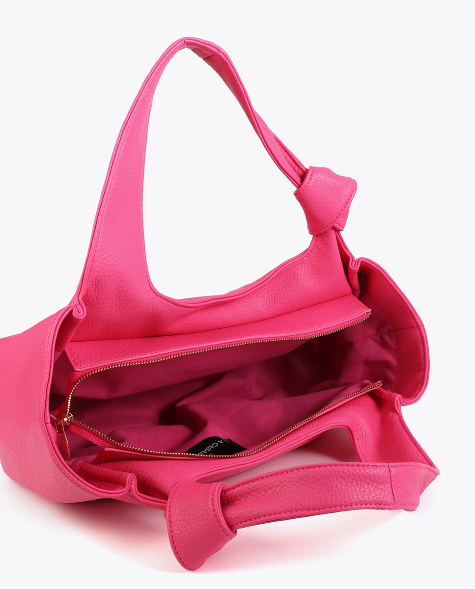 Bolso shopper de asas anudadas y cierre de cremallera - Lola Casademunt - Fucsia Fucsia-5
