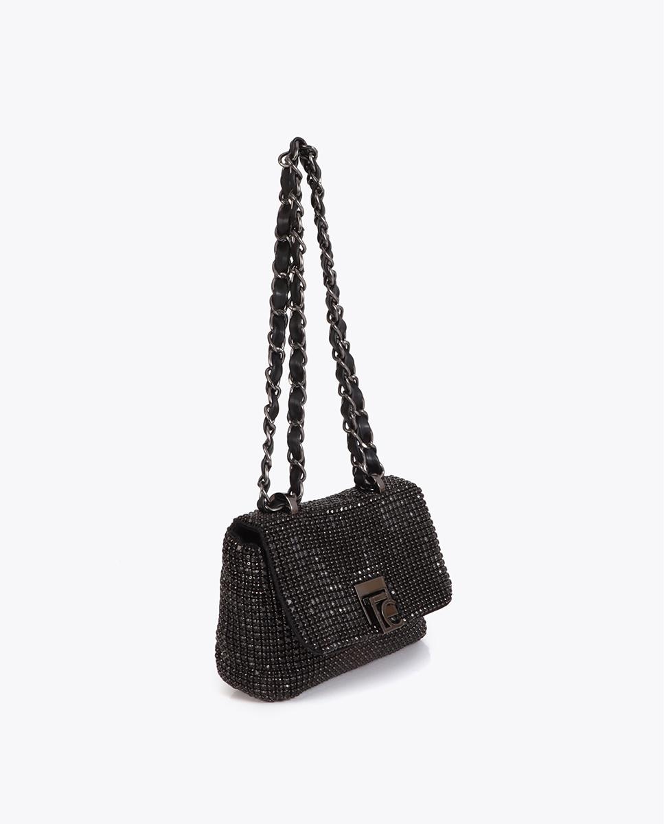 Bolso de fiesta cubierto de strass con solapa - Lola Casademunt - Negro Negro-3