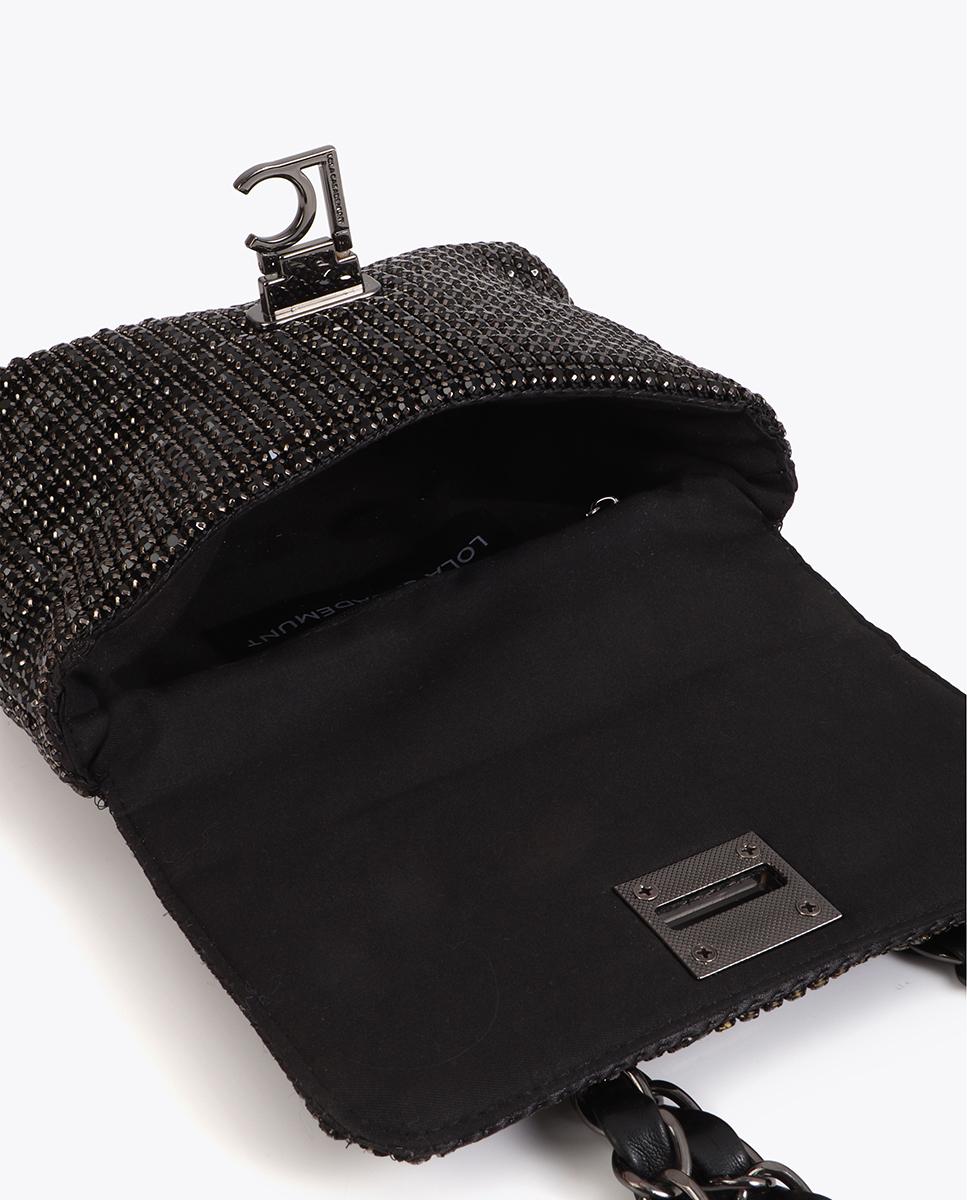 Bolso de fiesta cubierto de strass con solapa - Lola Casademunt - Negro Negro-5