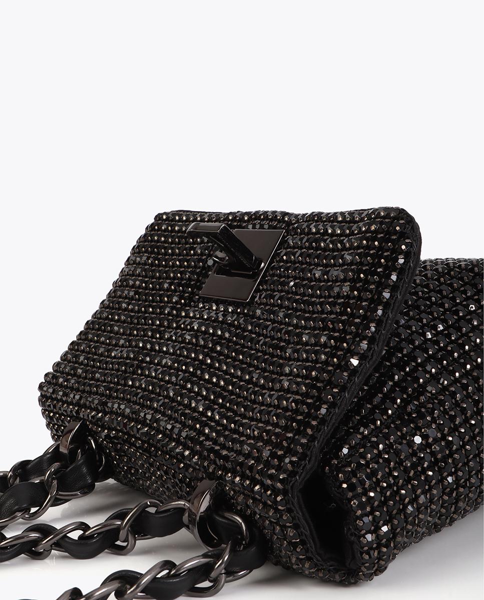 Bolso de fiesta cubierto de strass con solapa - Lola Casademunt - Negro Negro-6