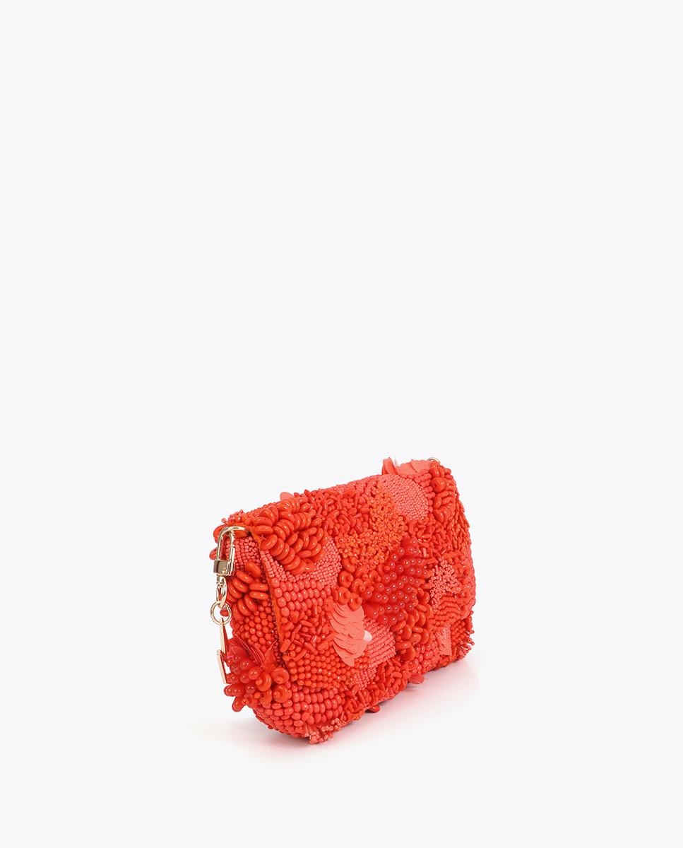 Bolso de fiesta estilo baguette con pedrería y cierre magnético - Lola Casademunt - Rojo Rojo-3