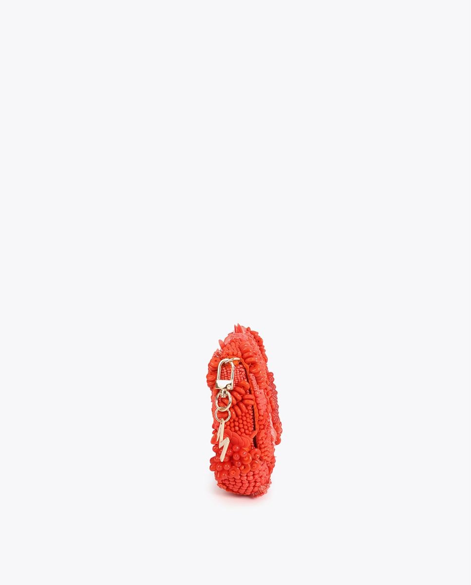 Bolso de fiesta estilo baguette con pedrería y cierre magnético - Lola Casademunt - Rojo Rojo-2