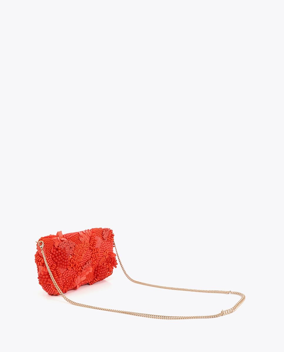 Bolso de fiesta estilo baguette con pedrería y cierre magnético - Lola Casademunt - Rojo Rojo-4