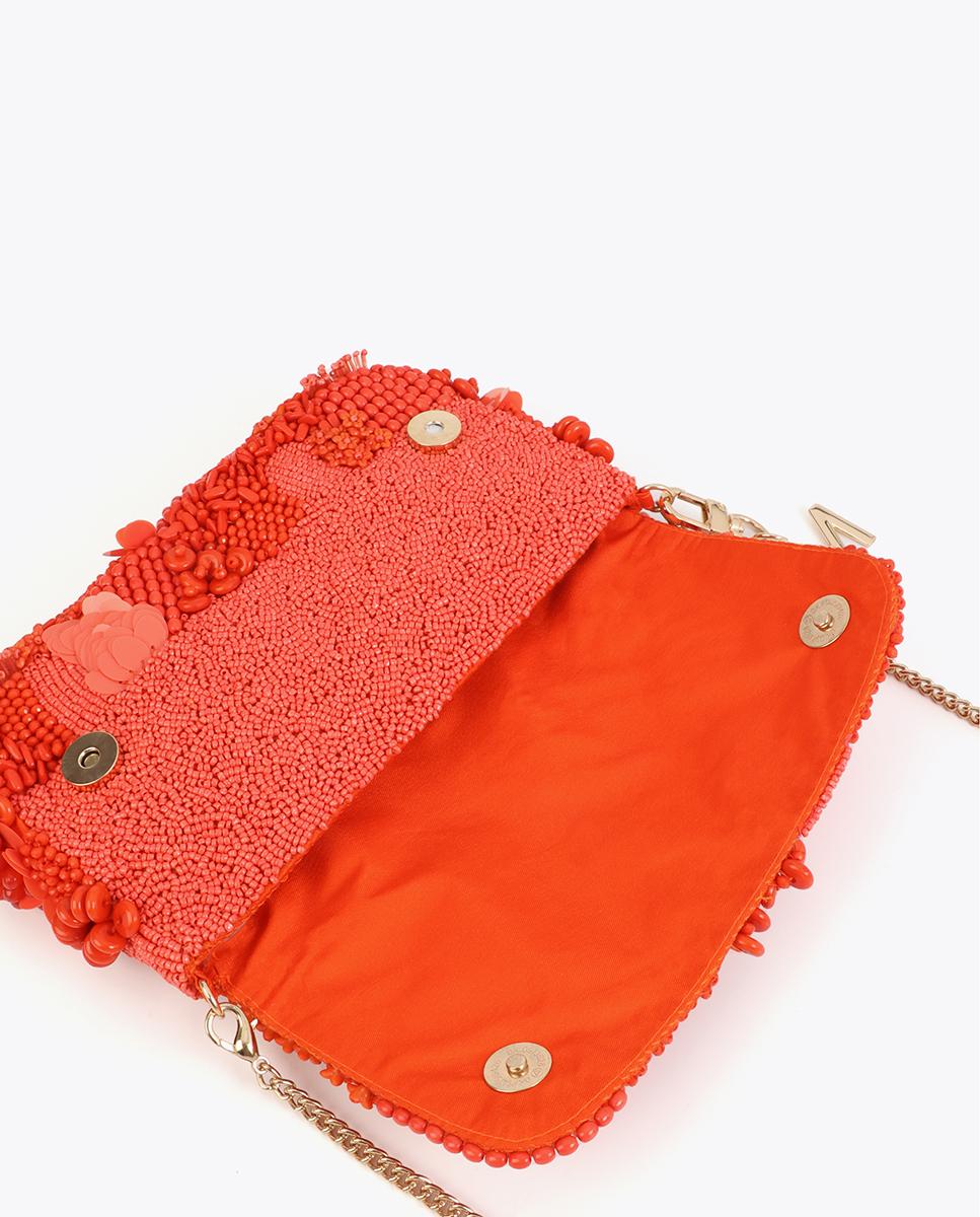 Bolso de fiesta estilo baguette con pedrería y cierre magnético - Lola Casademunt - Rojo Rojo-5