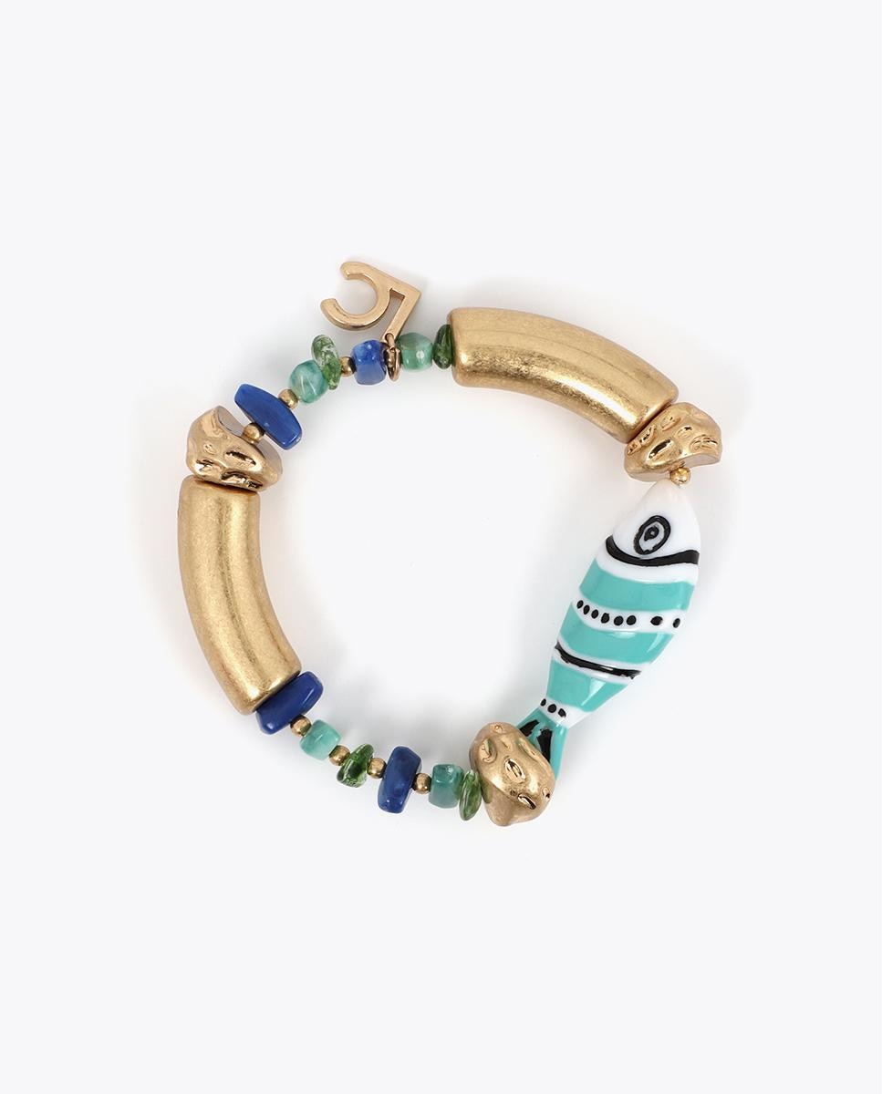 Imagen 0 de Pulsera con charms ajustable detalles pez Turquesa
