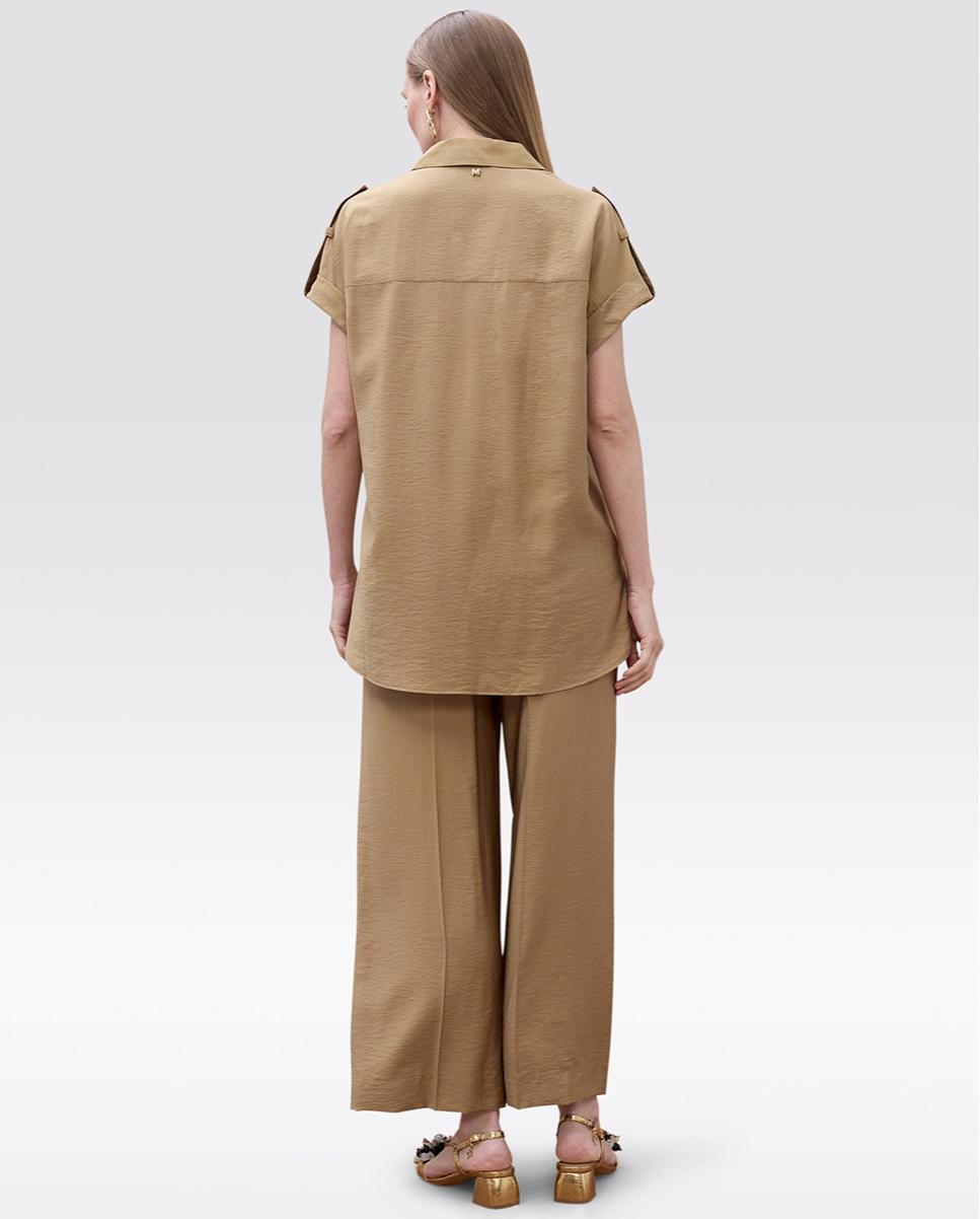 Camisa de mujer de manga caída con bolsillos - Lola Casademunt - Camel Camel-4