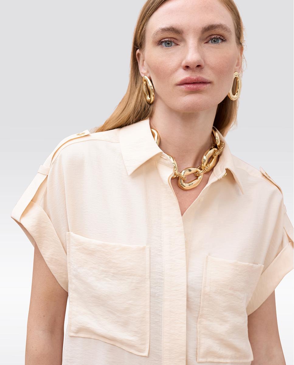 Camisa de mujer de manga caída con bolsillos - Lola Casademunt - Crudo Crudo-2