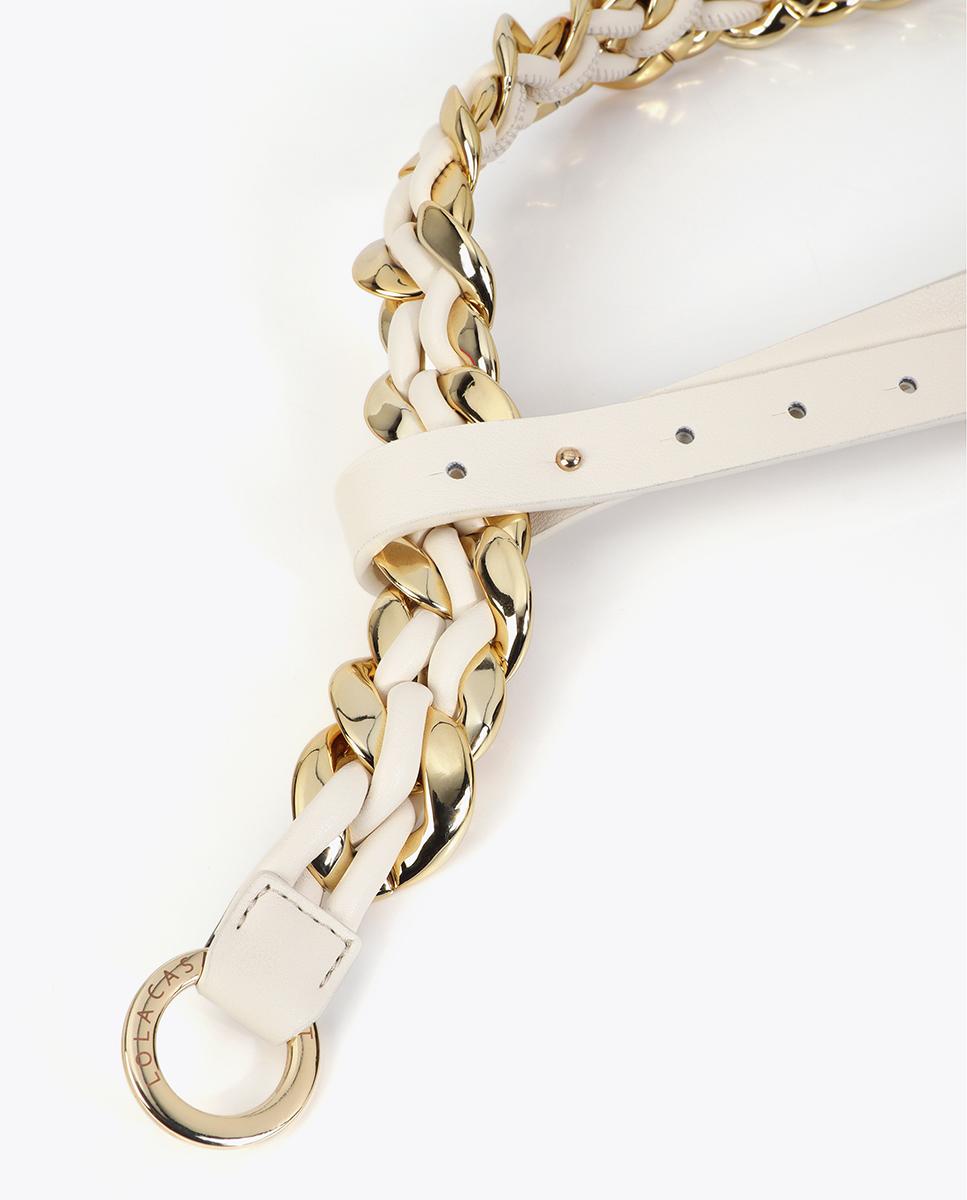 Cinturón trenzado de mujer combinado con cadena dorada - Lola Casademunt - Crudo Crudo-5