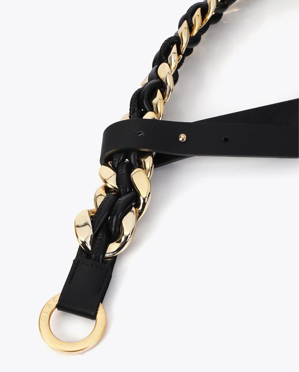 Cinturón trenzado de mujer combinado con cadena dorada - Lola Casademunt - Negro Negro-5