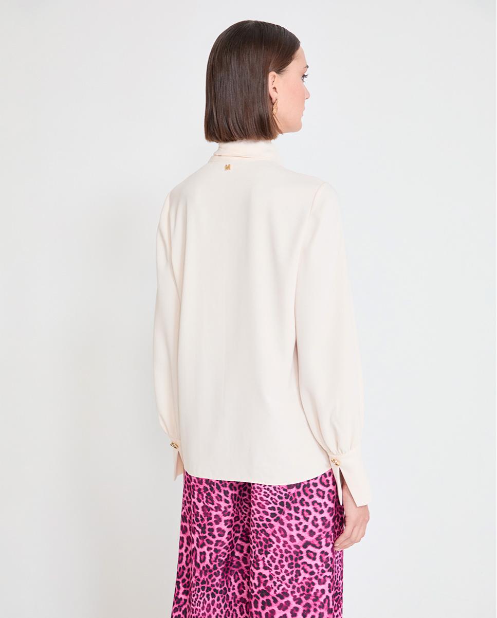 Blusa de mujer en satén con lazada - Lola Casademunt - Crudo Crudo-4