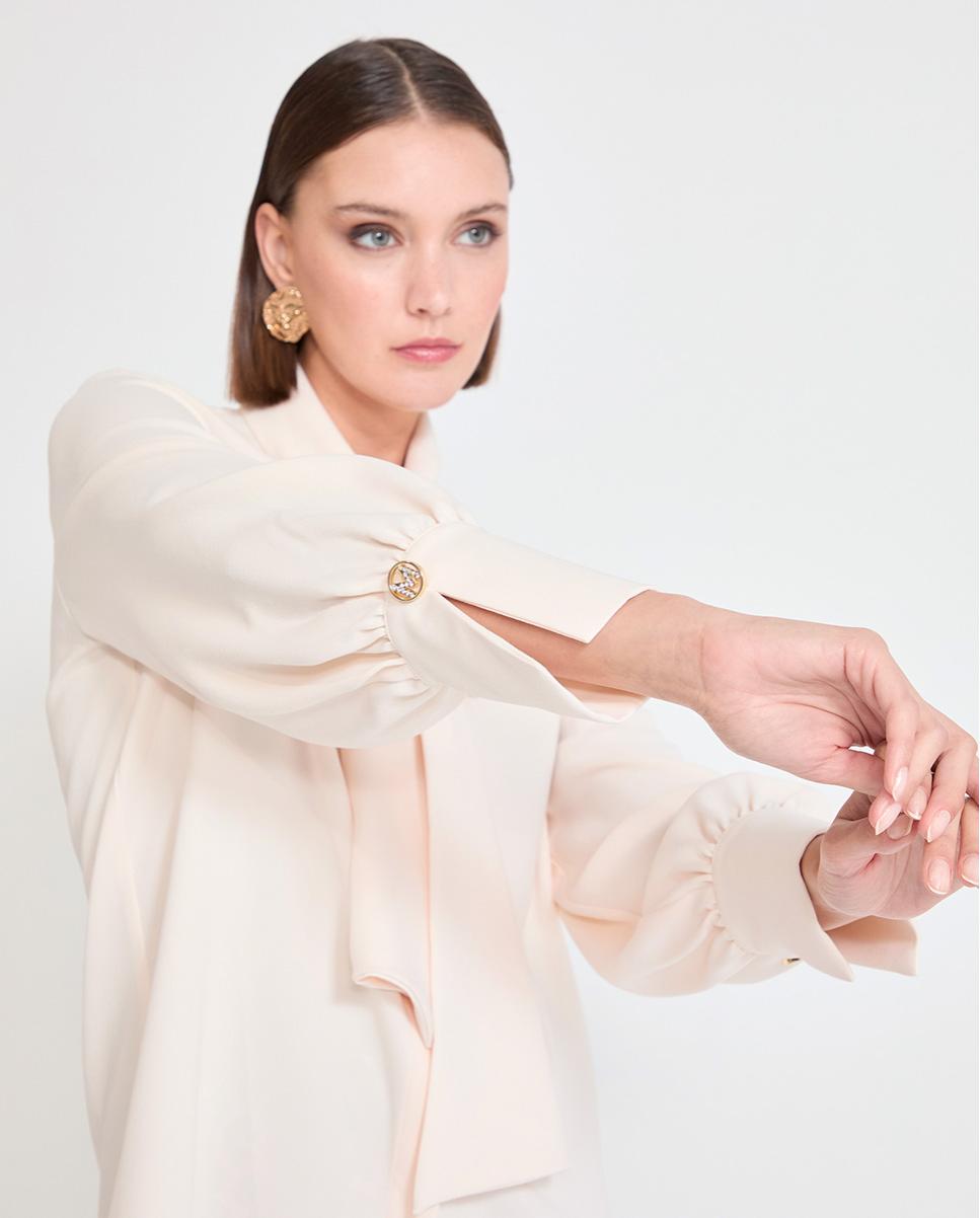 Blusa de mujer en satén con lazada - Lola Casademunt - Crudo Crudo-5
