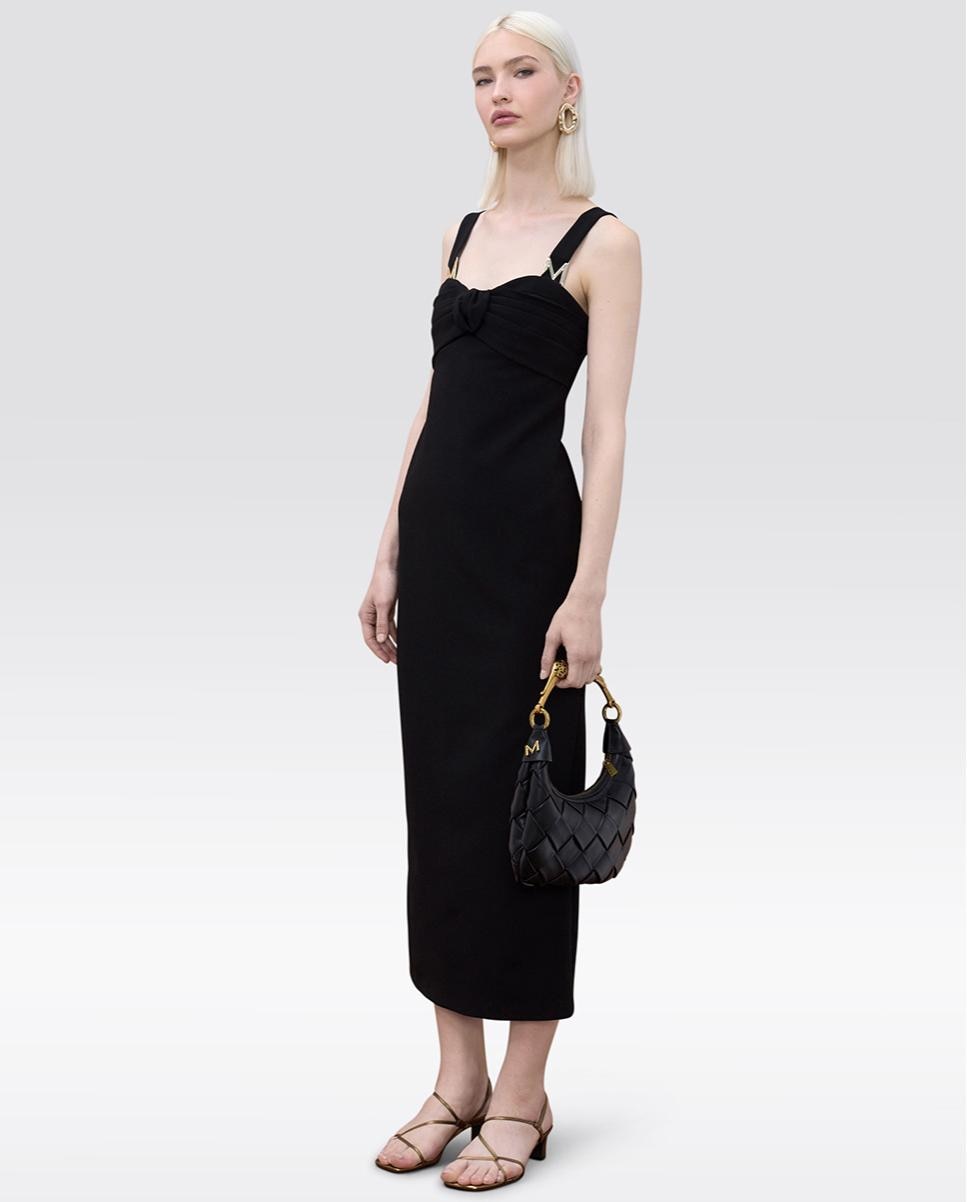 Lola Casademunt - Vestido midi ajustado con nudo en el escote.