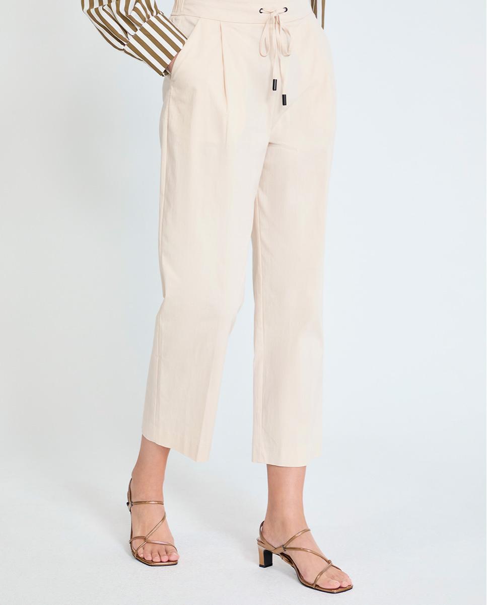 Pantalón jogger de mujer en tejido técnico con cintura ajustable - Lola Casademunt - Marfil Marfil-3