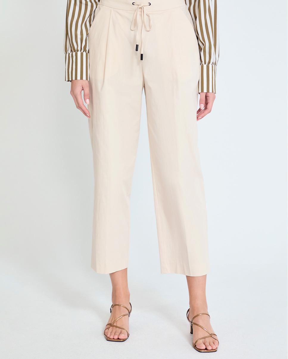Pantalón jogger de mujer en tejido técnico con cintura ajustable - Lola Casademunt - Marfil Marfil-4