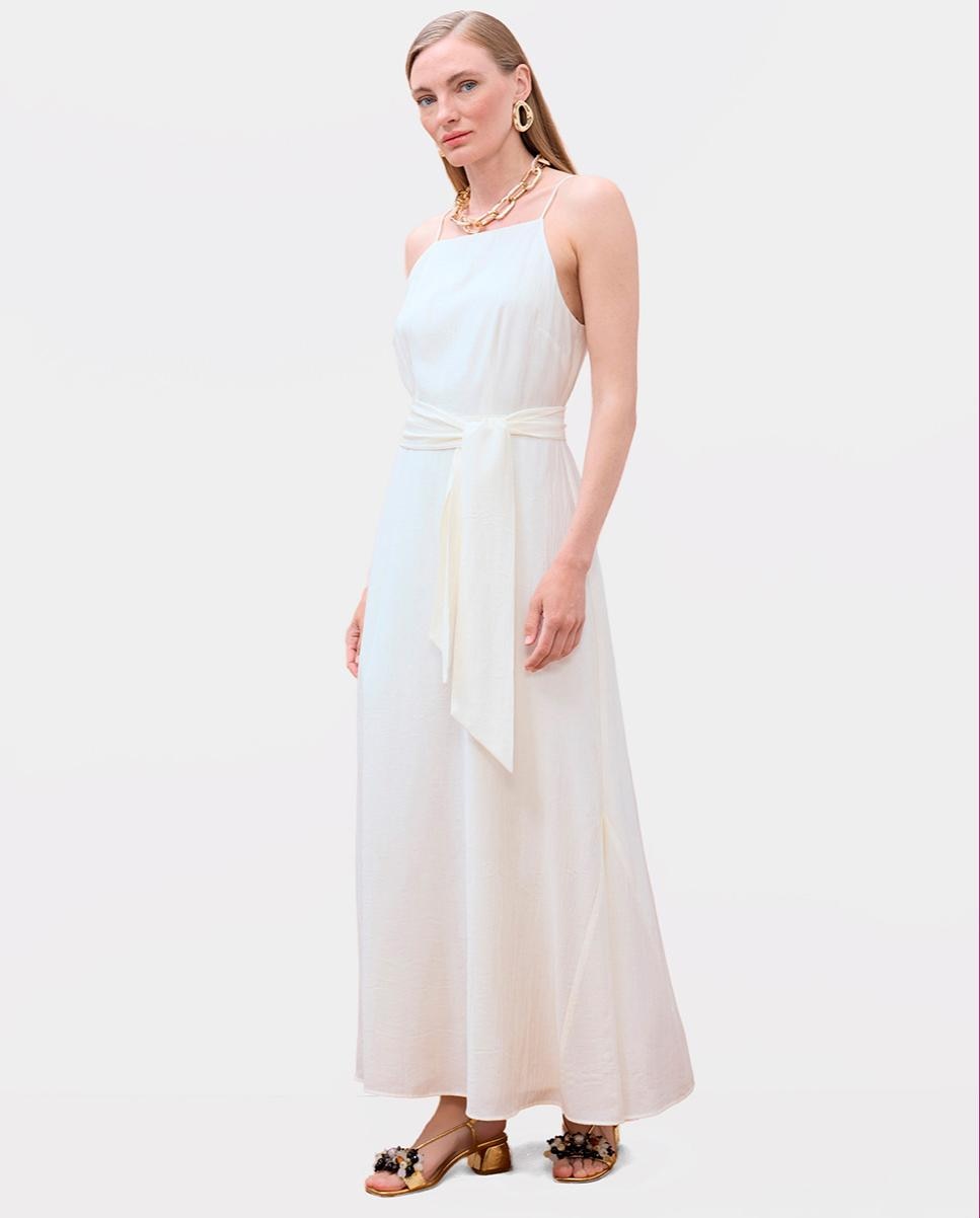 Lola Casademunt - Vestido largo con tirante fino y escote recto.
