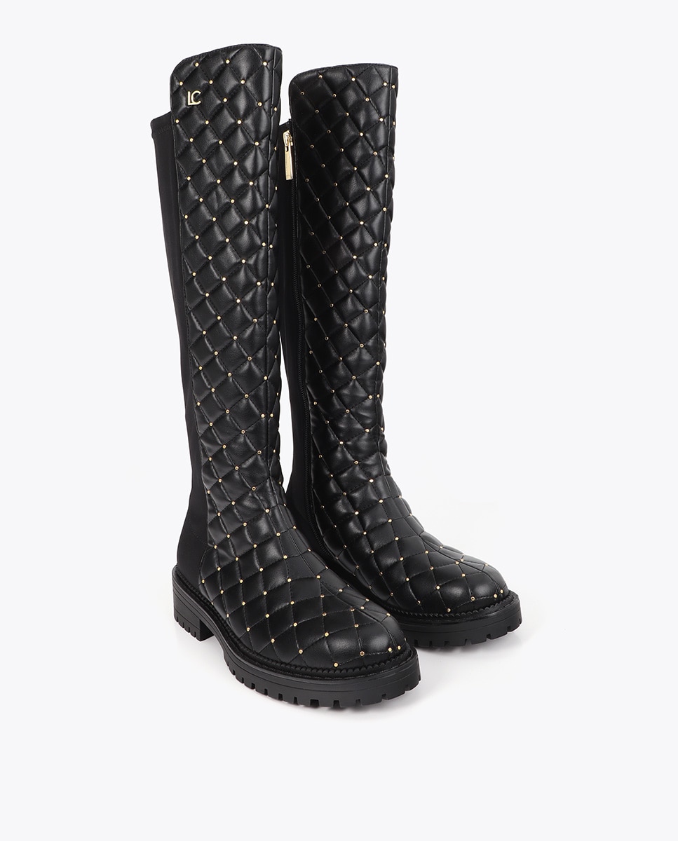 Botas básicas de mujer acolchadas con mini tachas decorativas - Lola Casademunt - Negro Negro-2