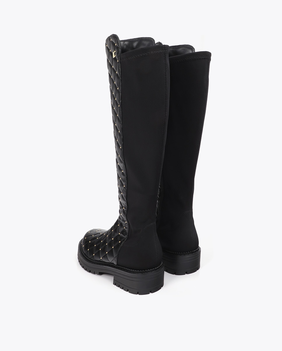 Botas básicas de mujer acolchadas con mini tachas decorativas - Lola Casademunt - Negro Negro-3
