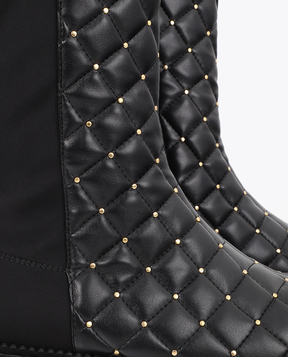 Botas básicas de mujer acolchadas con mini tachas decorativas - Lola Casademunt - Negro Negro-4