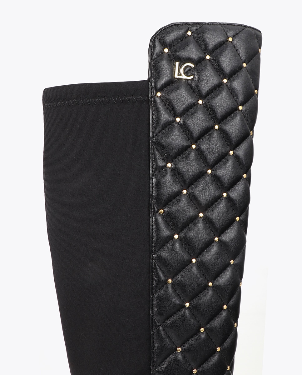 Botas básicas de mujer acolchadas con mini tachas decorativas - Lola Casademunt - Negro Negro-5