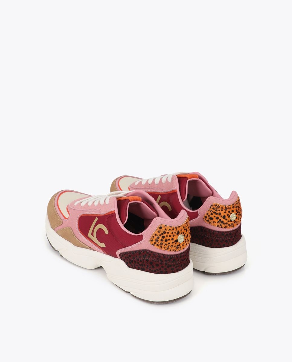 Zapatillas deportivas de mujer con suela tipo running combinada en diferentes materiales y piel - Lola Casademunt - Rosa Rosa-2